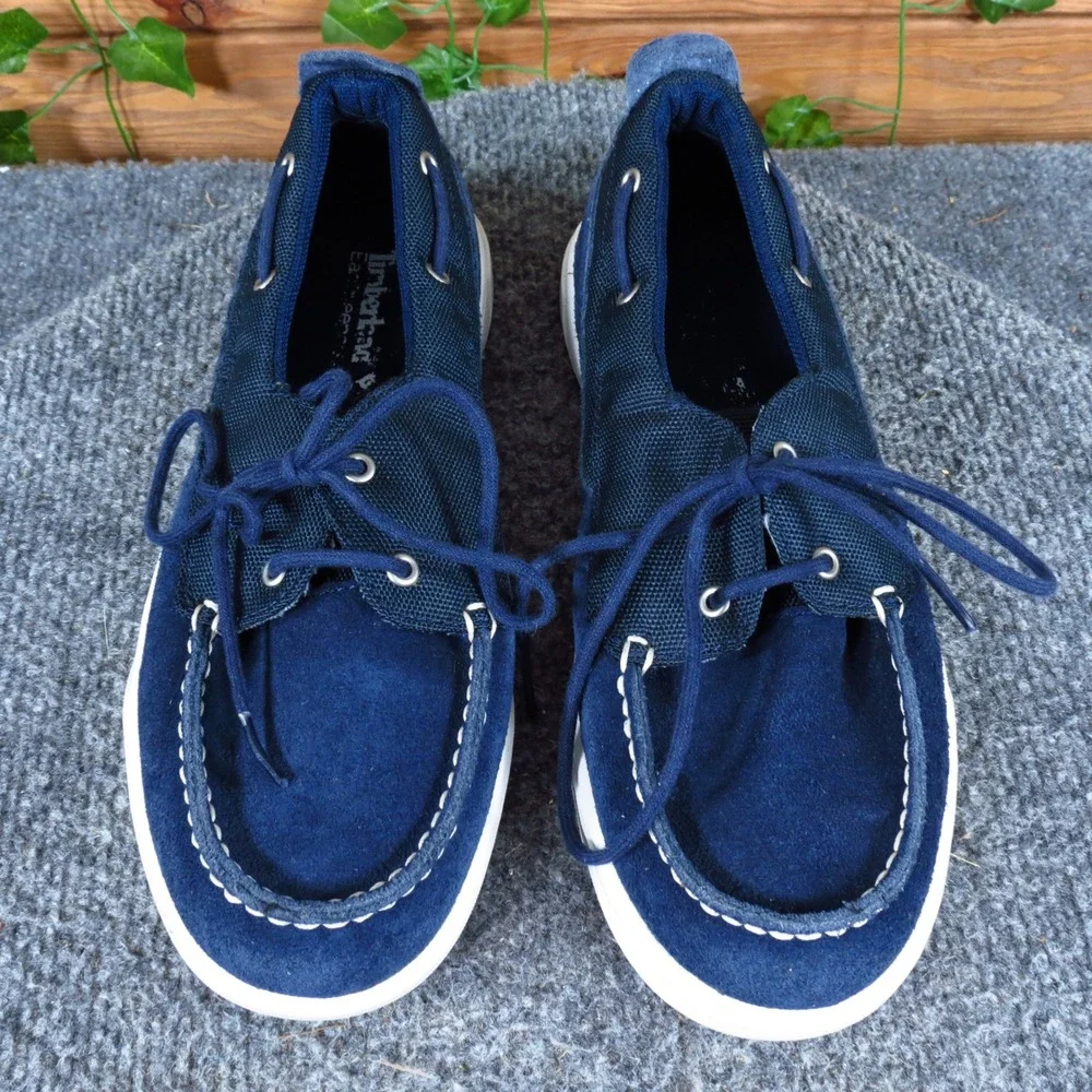 Timberland Earthkeepers Kids Boat Shoe Size 4.5 Casual‎ Navy Blue Suede Canvas